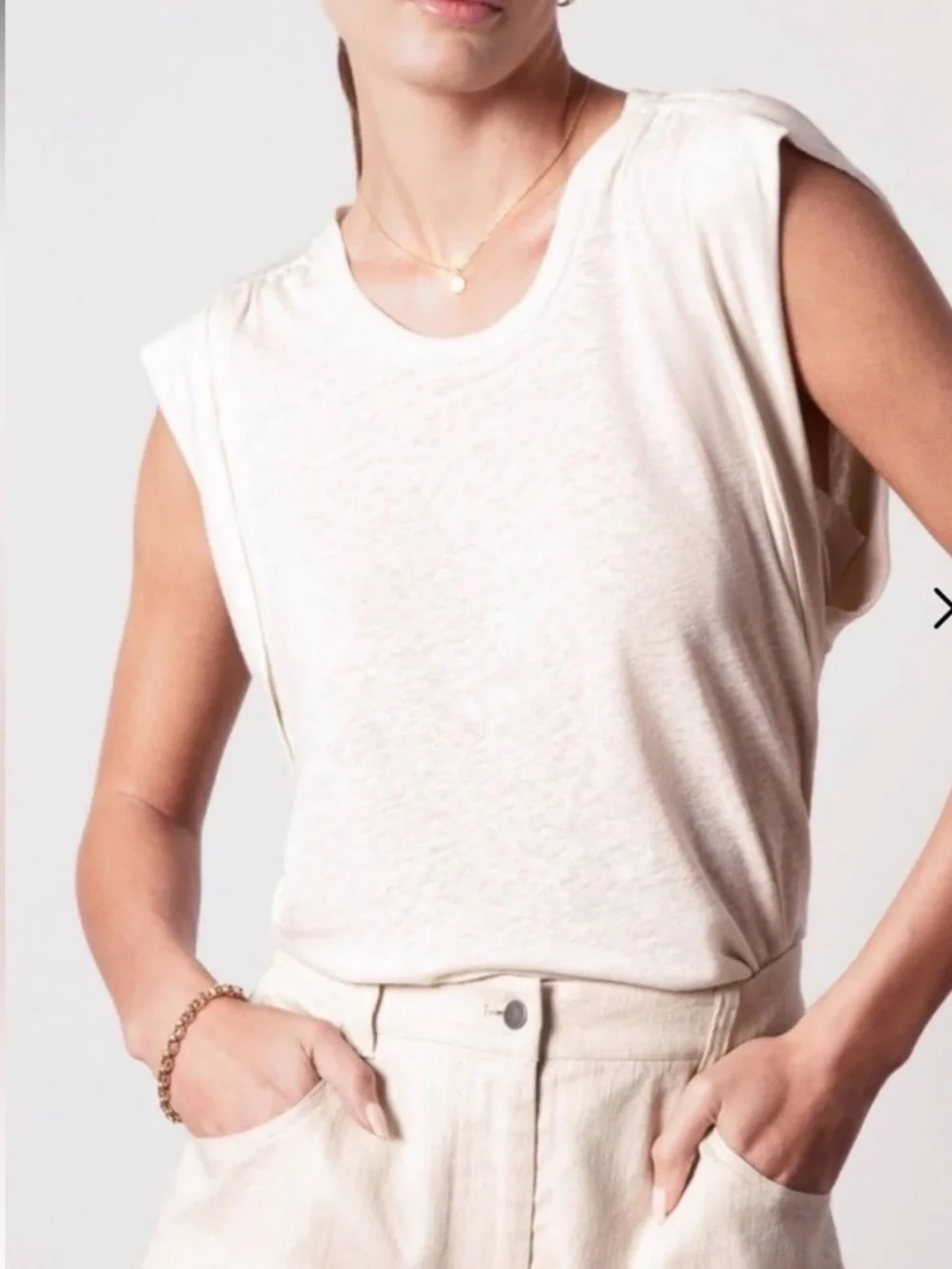 BROCHU WALKER reins tee sleeveless in white/cream size small - Picture 1 of 1